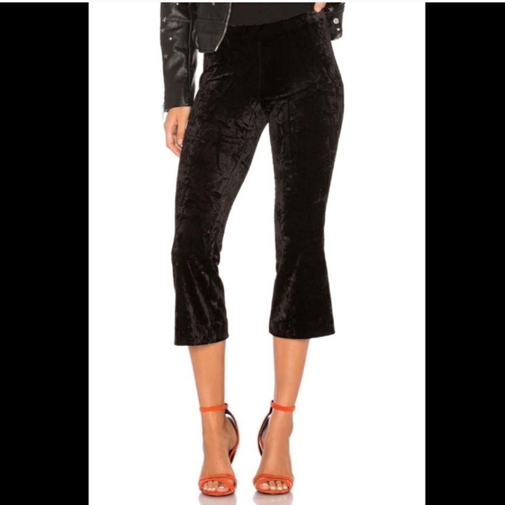 Bailey 44 My Prince Will Come Black Velvet Cropped Flare Pants Size S